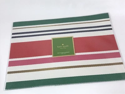 Kate Spade New York Maple Street Striped Vinyl Holiday Placemats Set of 4 NEW - Image 1 of 2