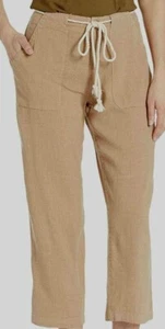 NWT New Fresh Produce Del Mar Capri Pants Cobblestone Brown Linen Blend M $79 - Picture 1 of 1