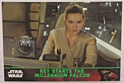 2015 Star Wars The Force Awakens Rey Starts The Millennium Falcon #91 Green - Image 1 of 2
