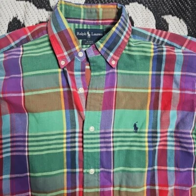 Camisa Ralph Lauren Blake De Colección Años 90 Cuadros Manga Larga Abotonada Mediana Multicolor Foto 1 de 4