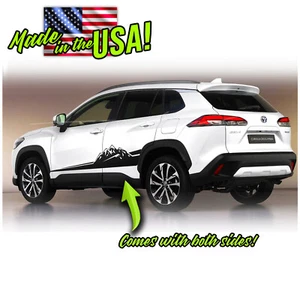 Mountains Side Door Racing Stripes Decals Fits 2022 & Up Toyota Corolla Cross - Picture 1 of 2