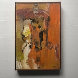PINTURA AL ÓLEO EXPRESIONISTA ABSTRACTA ORIGINAL BEVERLY POLITI mediados de siglo 1966 wow - Imagen 1 de 10