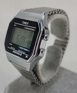 Timex Indiglo 555 V6 Men Silver Stainless Steel Digital Watch - Picture 1 of 7