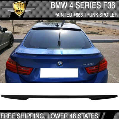 Fit 2015-2020 F36 4 Series Performance Trunk Spoiler ABS Painted # 668 Jet Black Foto 1 de 4
