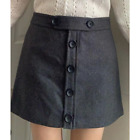 Gap Dark Charcoal Recycled Wool Mini Skirt with Buttons on Front Size 0 New