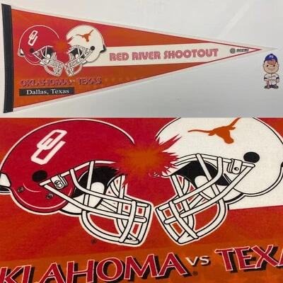 2003 Texas Longhorns Long Horns Oklahoma Sooners Pennant 12x30 Football - Image 1 of 4