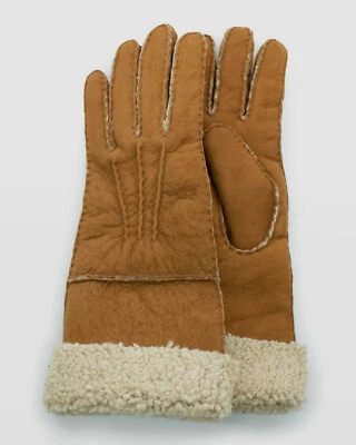 $700 Portolano Masculino Marrom 13" Natural Sheep Shearling 1 Par de Luvas Tamanho M - Imagem 1 de 2