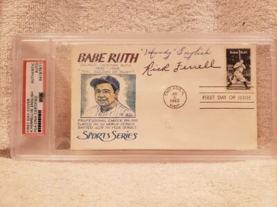 RARE '83 Babe Ruth Sports Series Cachet, Rick Ferrell, Woody English Auto, PSA!! - Image 1 of 2