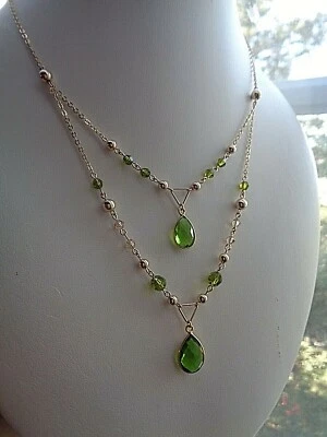 Peridot Kette  14K Gold Filled Gold Kette zweireihig - Bild 1 von 4