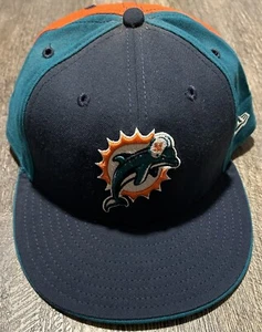Cappello berretto Miami Dolphins Teal New Era 59Fifty aderente taglia 7 7/8 logo retro - Foto 1 di 4