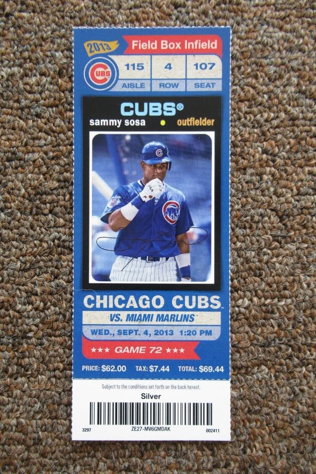 ПОЛНЫЙ БИЛЕТ CHICAGO CUBS VS MIAMI MARLINS 9/4/2013 ~ MORRISON/CASTRO/MURPHY+ HRs - Изображение 1 из 1