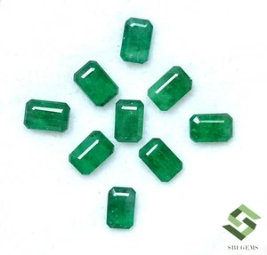 6x4 mm Natural Emerald Octagon Cut Lot 09 Pcs 5.72 CTS Faceted Loose Gemstones - Picture 1 of 7