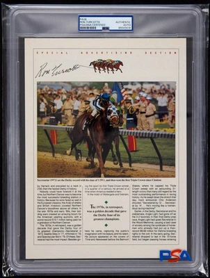 Página de revista firmada por Ron Turcotte (PSA) Secretaría 1973 Kentucky Derby foto Foto 1 de 2