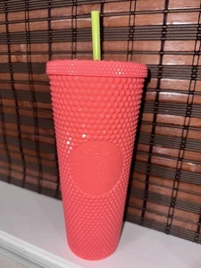 Starbucks Verano 2022 Tachonado Fruta Dragón 24oz Venti Vaso Taza Coral Rosa - Imagen 1 de 8
