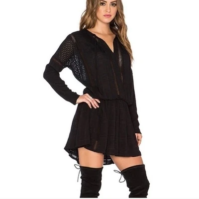 Mini Vestido De Colección Free People Negro Nómada Encaje Talla Mediana Foto 1 de 4