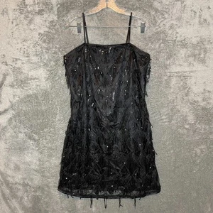 Women Classy 20s Flapper Party Cosplay Sequin Tassels Mini Shift Dress M NWT - Picture 1 of 13