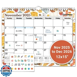 CRANBURY Large 12x15 Wall Calendar 2026 (Seasons), 14 Months Nov 25-Dec 26, U - Picture 1 of 5