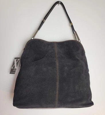New Maxx New York Black Suede/ Leather Slouchy Hobo Purse Handbag Women's - Image 1 of 4