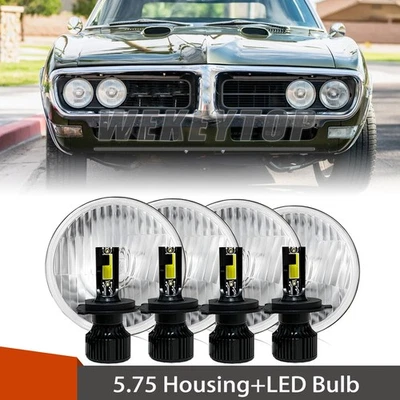 4pcs 5.75 Round Headlight Conversion Kit with H4 For Pontiac Firebird 1967-1969 Foto 1 de 4