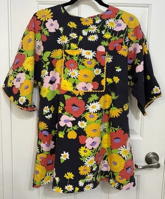 VTG 70s Floral Tunic Mini Dress Handmade Mod Hippie Small/Medium - Image 1 of 4