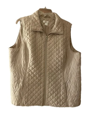Chaleco Christopher And Banks Beige/Tostado Acolchado Sin Mangas Bolsillos XL Cremallera Completa Foto 1 de 4