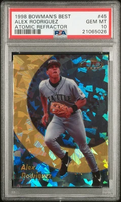 Bowman's Best Alex Rodriguez 1998 refractor atómico 065/100 PSA 10 POP 7 Foto 1 de 2