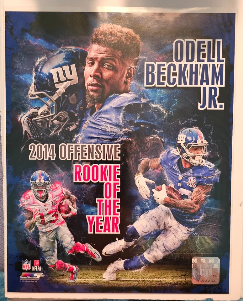 ODELL BECKHAM JR 8 X 10 NOVATO DEL AÑO GIGANTES DE NUEVA YORK Foto 1 de 1