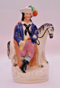 Antique Staffordshire Flatback Pottery, Man with Horse - Picture 1 of 3