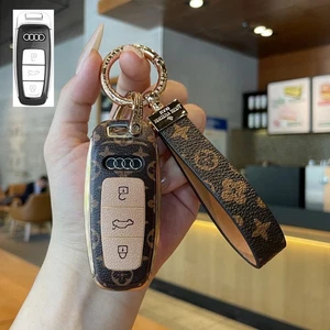 Leather Key Fob Case Cover for Audi A3 A6 A7 A8 Q6 Q7 Q8 2024 2025 - Picture 1 of 4