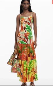 VESTIDO TROPICAL CON VOLANTES Desigual Naranja Verano - Imagen 1 de 7