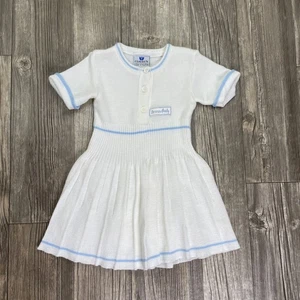 Vtg Irene Clayeux France Knit Pleated White Tennis Toddler Dress Sz 4 - Picture 1 of 11
