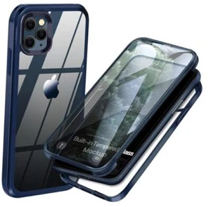 Case with Screen Protector Built in Tempered Glass for iPhone 12 Pro Max Blue - Picture 1 of 7