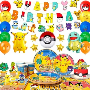 108pcs Pokemon Party Dekoration Pikachu Geburtstag Party Geschirr Set Ballon - Bild 1 von 10
