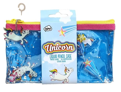 NPW LONDON Trousse À Crayons Zippée Licorne Étoiles 20 X 12 Cm Bleu Rose Jaune - Photo 1/3