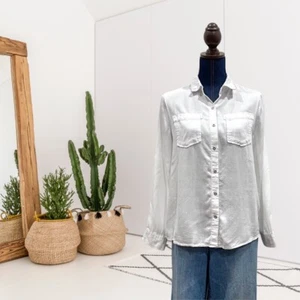 Pure Navy Damen S Langarm Brusttasche Button Down Lyocell Hemd Weiß - Bild 1 von 9