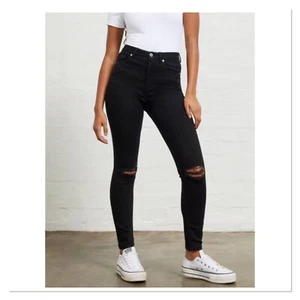 Jay Jays Jessie High Rise Black Skinny Jeans Knee Rip 6 - Picture 1 of 3