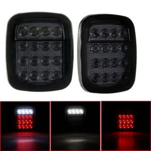 Smoke 16 LED Tail Lights Backup Brake Reverse Marker Lamp For Trailer Truck Boat - Picture 1 of 12