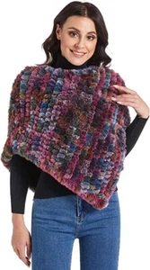 CECELORIA Women Faux Fur Shawl Wrap Knitted Warm Shawl Size S/M Red - Picture 1 of 7