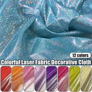 Colorful Glitter Laser Holographic Polyester Fabric DIY Dress Coat Clothes Craft - Picture 1 of 24