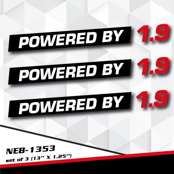 POWERED BY 1.9L Decal Sticker for Golf Jetta Vitara Astra Audi A3 SX4 NEB-1353 - Image 1 of 1