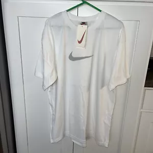 Vintage NIKE Big Swoosh White Tag 100% Cotton T-Shirt 90s Mens Sz XL Tall NWT - Picture 1 of 10
