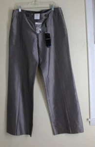 NWT Emporio Armani -Sz 48 12/14 Exquisite Gunmetal Wide-leg Pants 36"Inseam Hem - Picture 1 of 8