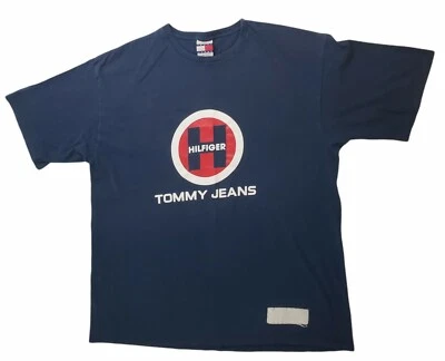 Camiseta Tommy Hilfiger Para Hombre Talla Grande Azul Hecha en EE. UU. Camiseta Vintage Foto 1 de 4