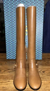 Tory Burch Sofia FESTIVAL Brown Leather Riding Boots Size 8 M STYLE #40343 NEW - Picture 1 of 13