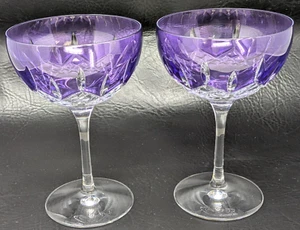 Waterford Crystal Lismore Pops Purple Cocktail Martini Champagne Coupe Glass Set - Picture 1 of 8