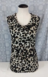 VTG Merona Animal Print Top Womens Size Small Cowl Neck Sleeveless Stretch Shirt - Picture 1 of 6