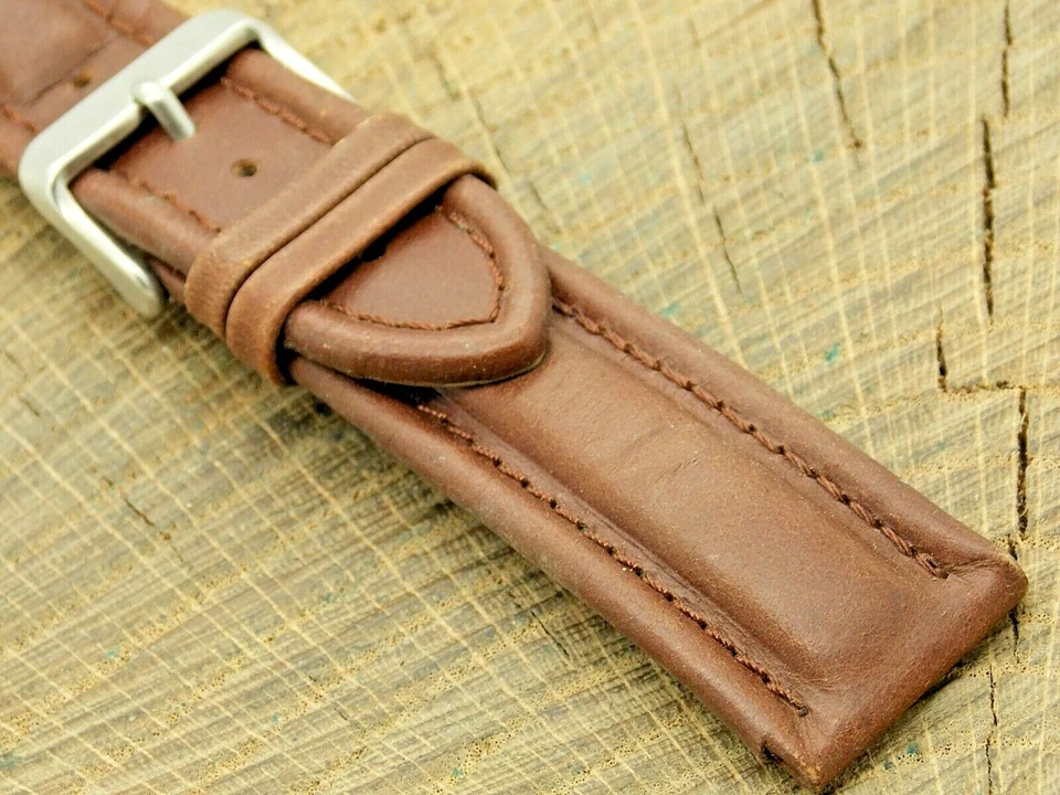 Lorus Vintage 22mm Brown Leather w Silver Tone Buckle Watch Band NOS Unused - Image 1 of 4