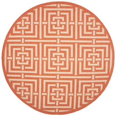 SAFAVIEH Outdoor CY6937-21 Courtyard Terracotta / Cream Rug - Image 1 of 4