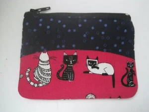 Cat Cloth Zip Coin Purse Child 3" x 4" - Picture 1 of 2
