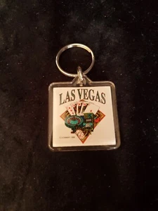 Vintage Vegas Square Acrylic Key Ring Souvenir 1999. Casino Theme. #124 - Picture 1 of 4